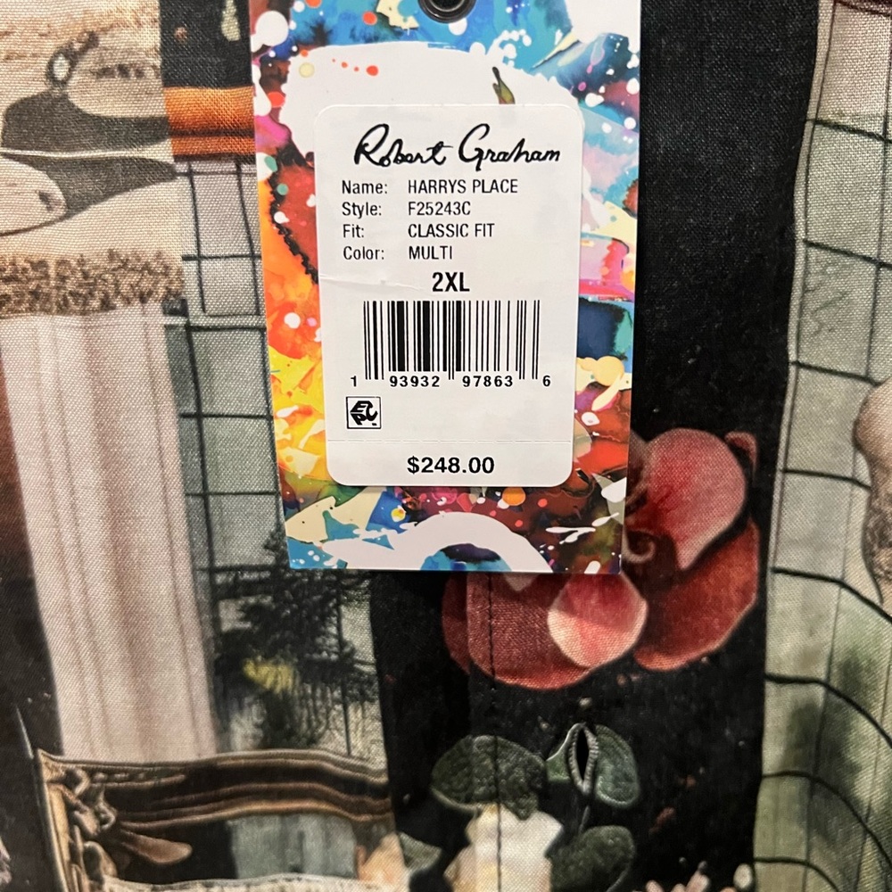 Robert Graham Multicolor Collage Print Men's Shirt - Style Name: Harry’s Place - Picture 6 of 7
